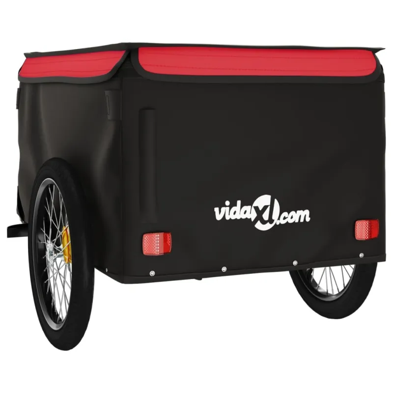 Dviračio priekaba, juodos ir raudonos spalvos, 45kg, geležis