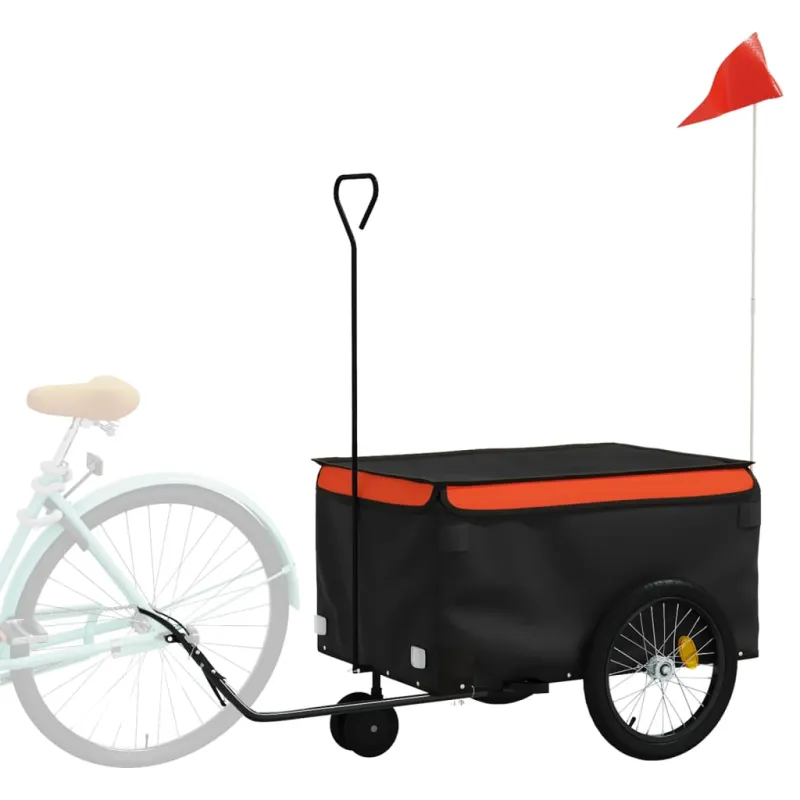 Dviračio priekaba, juodos ir oranžinės spalvos, 30kg, geležis