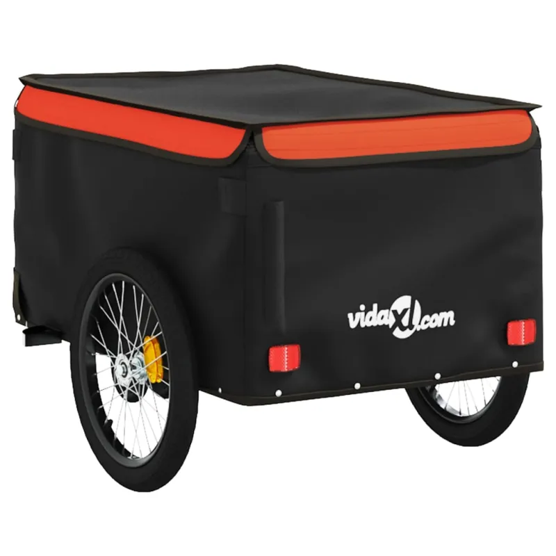 Dviračio priekaba, juodos ir oranžinės spalvos, 30kg, geležis