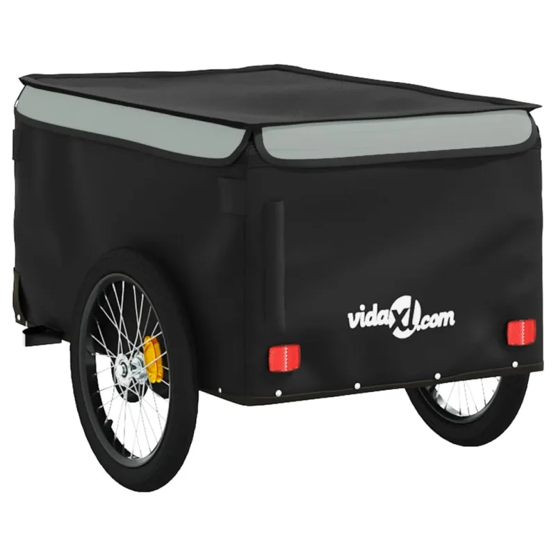 Dviračio priekaba, juodos ir pilkos spalvos, 30kg, geležis