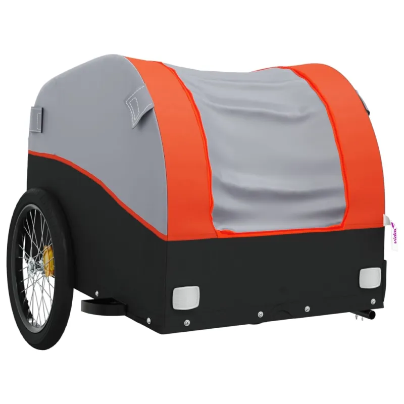Dviračio priekaba, juodos ir oranžinės spalvos, 30kg, geležis