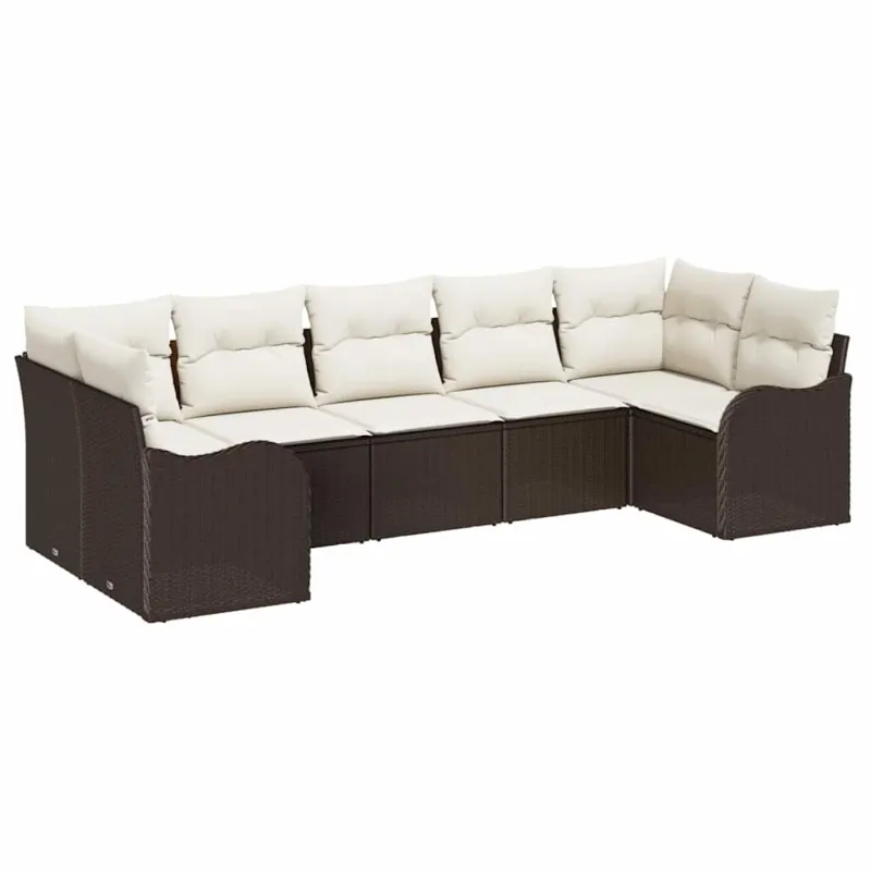 Sodo sohvaryhmä säilytystilalla, 7 osaa, ruskea ja valkoinen, Polyrottinki