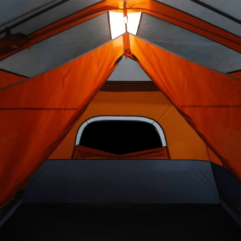 Šeimos palapinė su LED, pilka ir oranžinė, 9 vietų