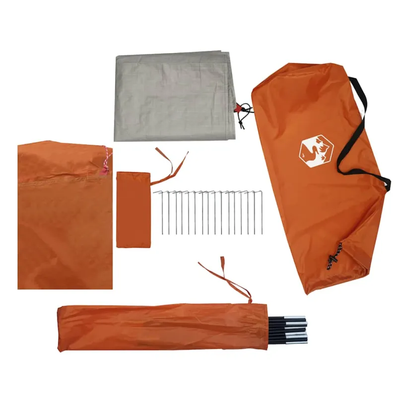 Stovyklavimo palapinė, oranžinė, trivietė, tunelinė