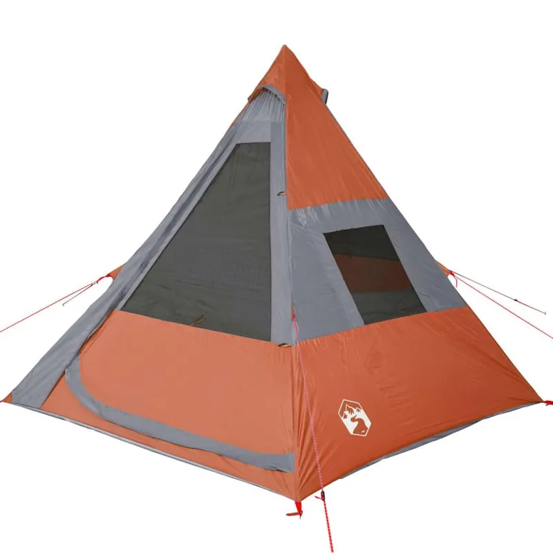 Stovyklavimo palapinė, oranžinė, septynvietė, tipi dizaino