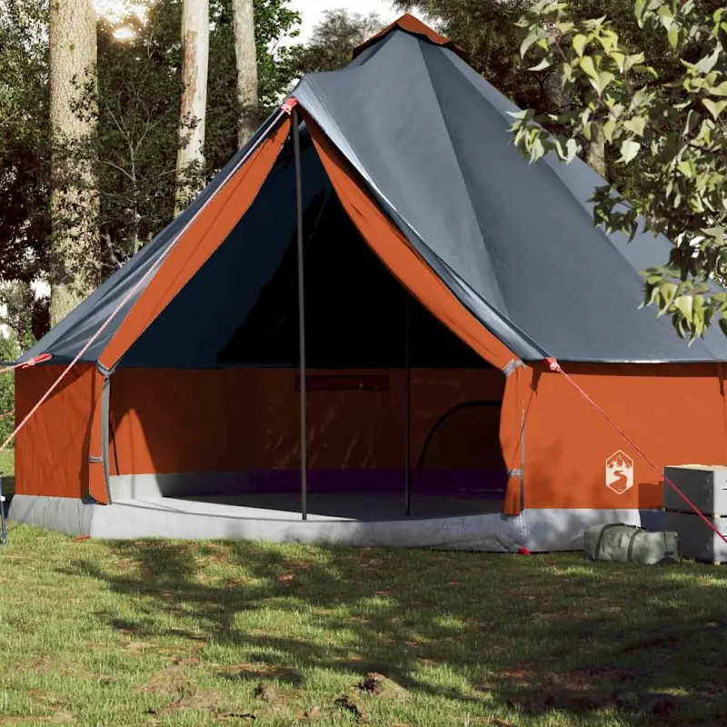 Šeimos palapinė, pilka ir oranžinė, 10 vietų, tipi