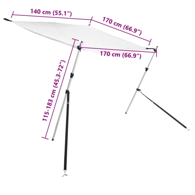 T tipo uždangos prailginimas, baltas, 170x170x(115-183)cm