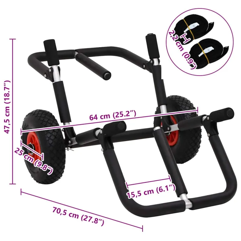 SUP vežimėlis 2 banglentėms, aliuminis, sulankstomas, 90 kg