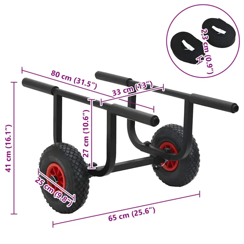 Baidarės vežimėlis, aliuminis, 90kg