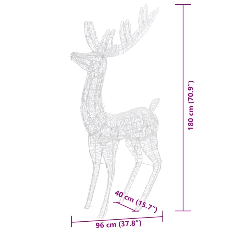 Kalėdinės dekoracijos elniai, 3vnt., 180cm, akrilas, 250 LED