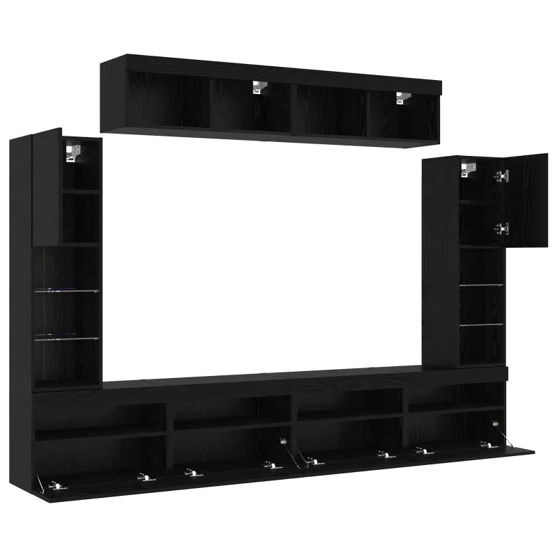 TV spintelių komplektas 6 pcs juoda ąžuolo Apdirbta mediena