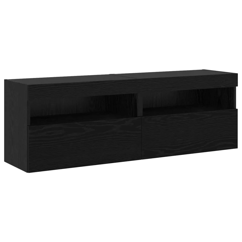 TV spintelių komplektas 6 pcs juoda ąžuolo Apdirbta mediena