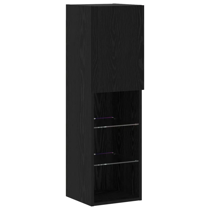 TV spintelių komplektas 6 pcs juoda ąžuolo Apdirbta mediena