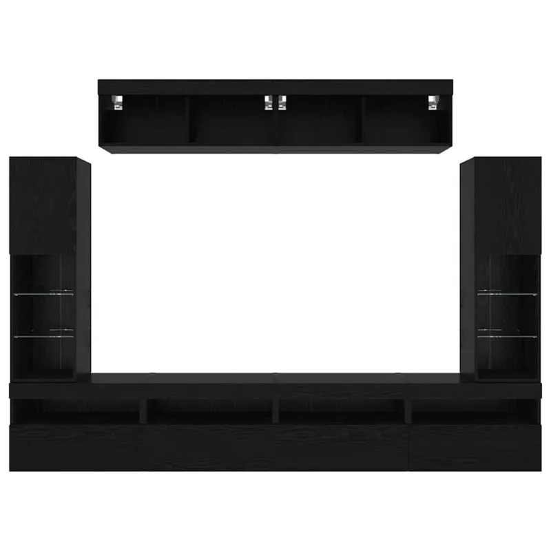 TV spintelių komplektas 6 pcs juoda ąžuolo Apdirbta mediena