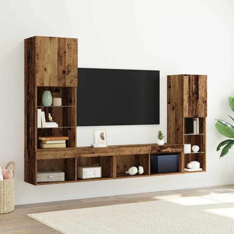 Televizoriaus spintelė 4 pcs Sena mediena Apdirbta mediena