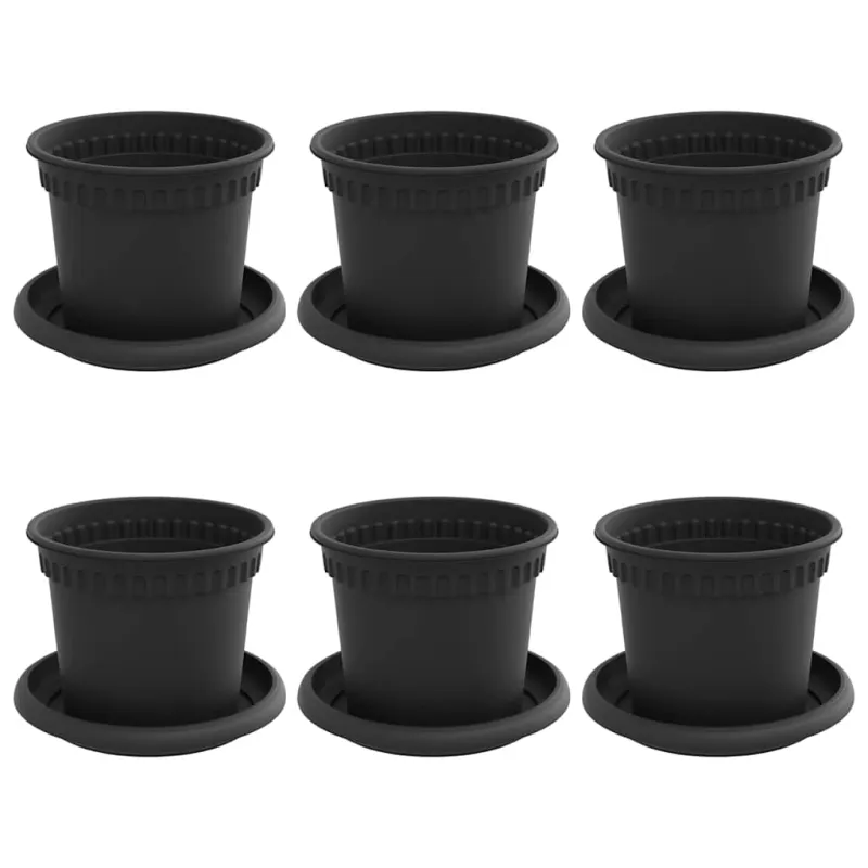 Augalų vazonai 6 pcs Juoda Ø 12,5 x 10 cm Plastmasė