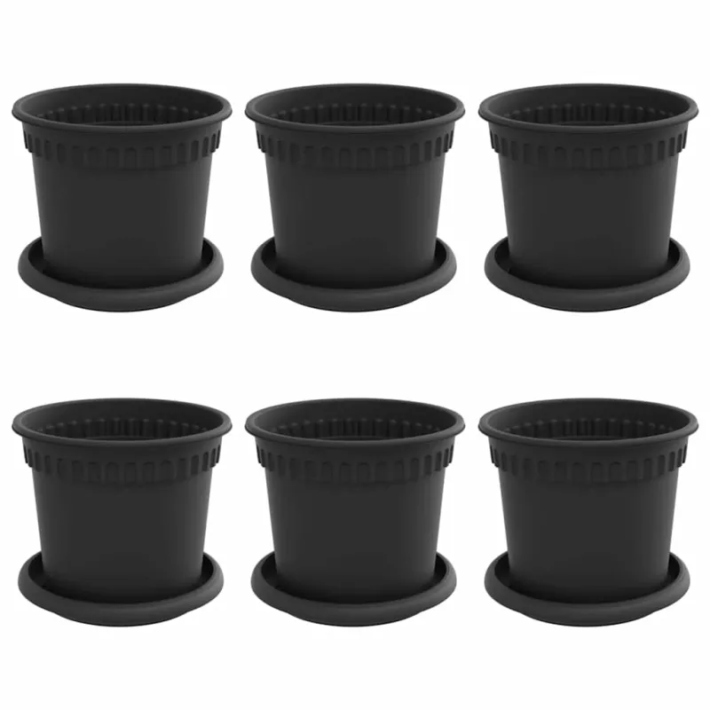 Augalų vazonai 6 pcs Juoda Ø 15 x 12 cm Plastmasė