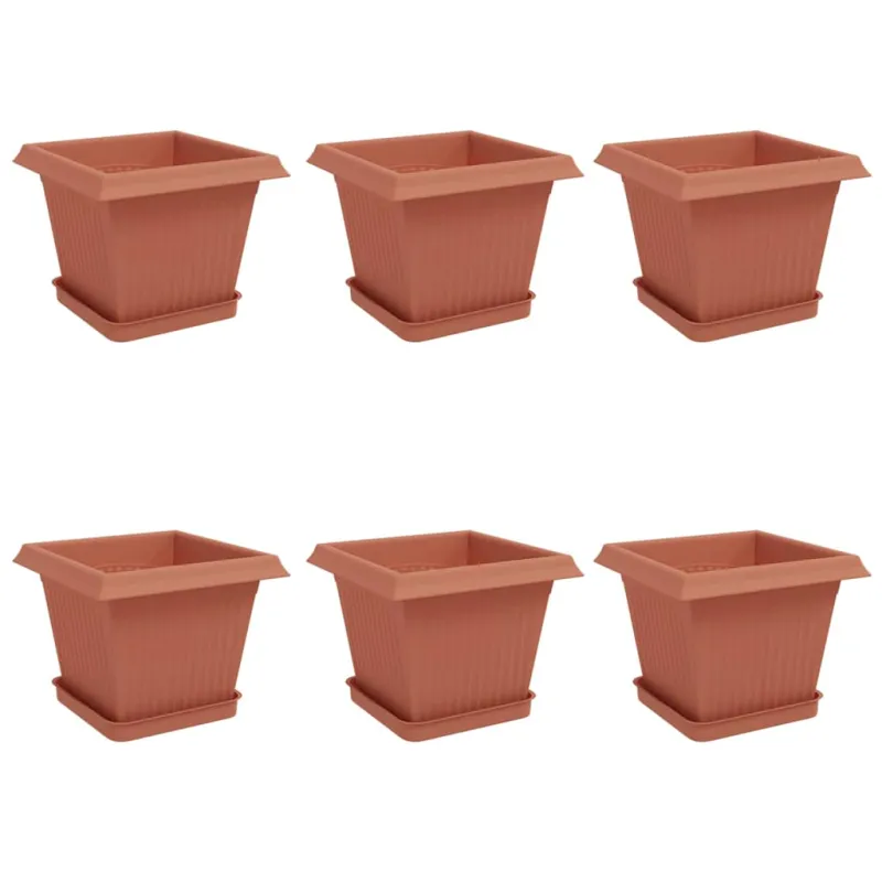 Augalų vazonai 6 pcs Raudona plyta 20 x 20 x 16 cm Plastmasė