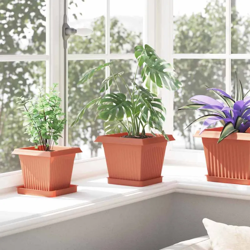 Augalų vazonai 6 pcs Raudona plyta 20 x 20 x 16 cm Plastmasė