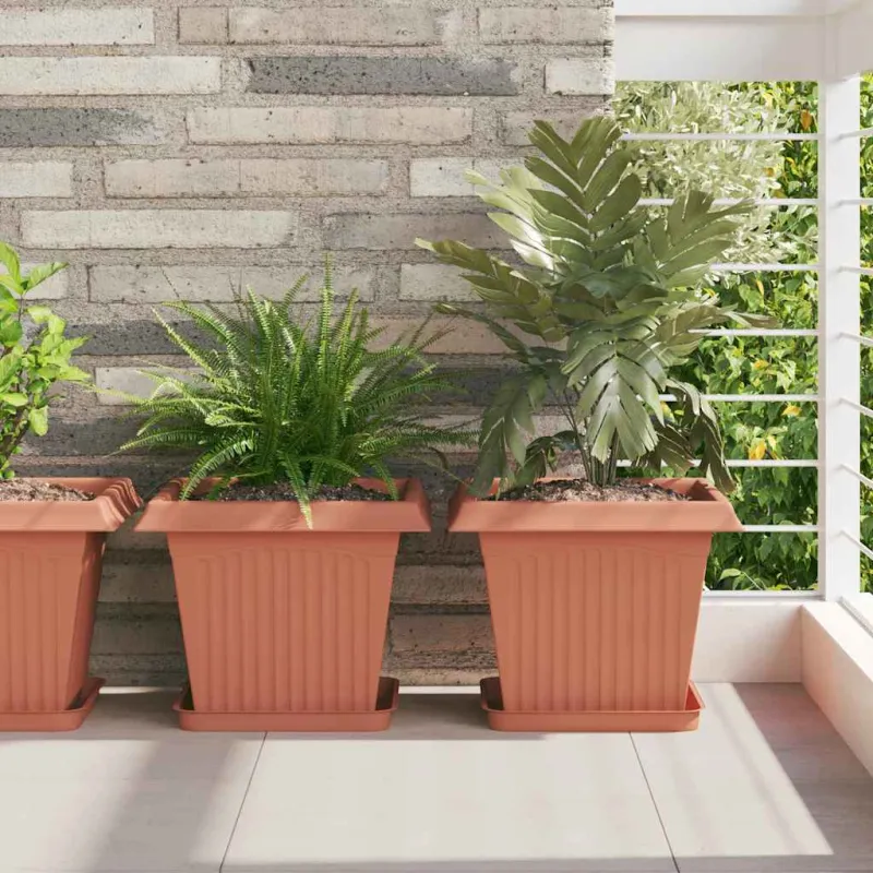 Augalų vazonai 6 pcs Raudona plyta 33 x 33 x 26 cm Plastmasė