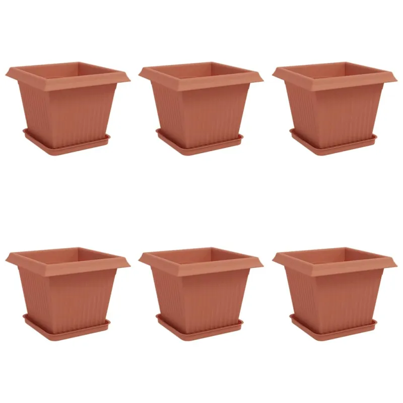 Augalų vazonai 6 pcs Raudona plyta 33 x 33 x 26 cm Plastmasė