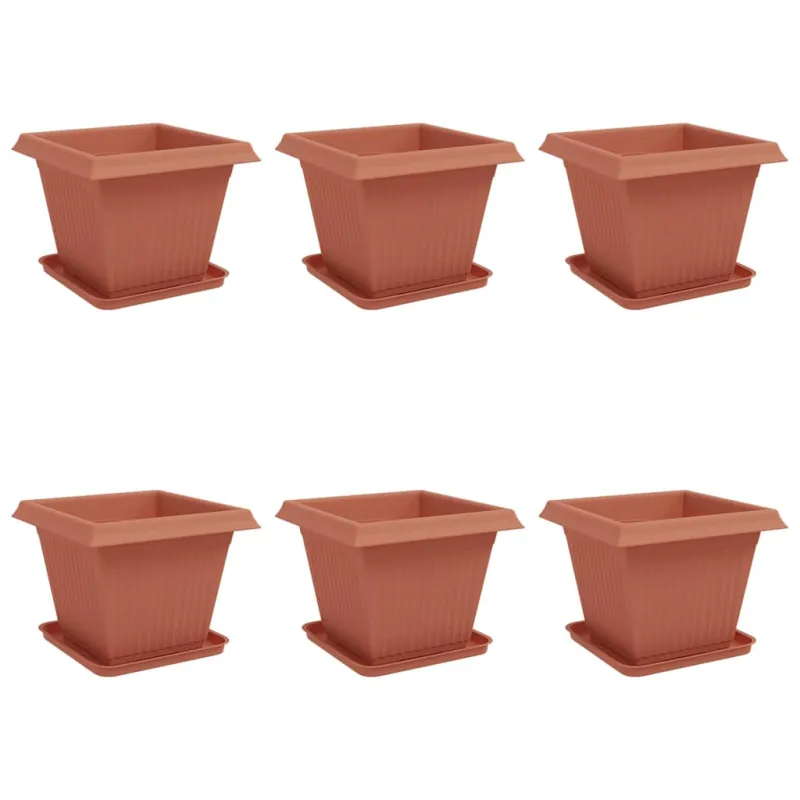 Augalų vazonai 6 pcs Raudona plyta 38 x 38 x 30 cm Plastmasė