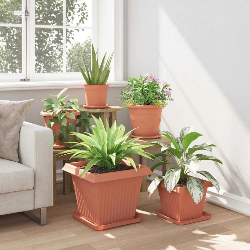 Augalų vazonai 6 pcs Raudona plyta 38 x 38 x 30 cm Plastmasė