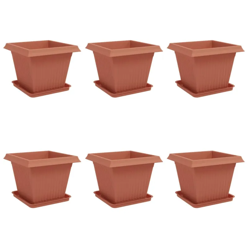 Augalų vazonai 6 pcs Raudona plyta 43 x 43 x 33,5 cm Plastmasė