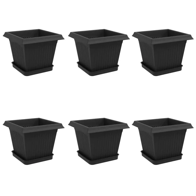 Augalų vazonai 6 pcs Juoda 20 x 20 x 16 cm Plastmasė