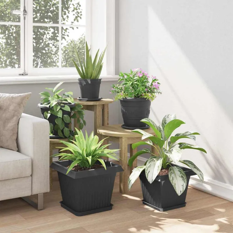 Augalų vazonai 6 pcs Juoda 33 x 33 x 26 cm Plastmasė