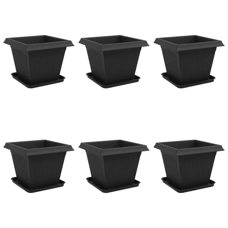 Augalų vazonai 6 pcs Juoda 38 x 38 x 30 cm Plastmasė