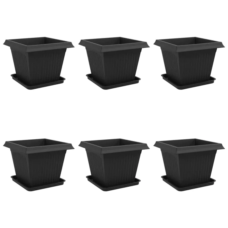 Augalų vazonai 6 pcs Juoda 43 x 43 x 33,5 cm Plastmasė