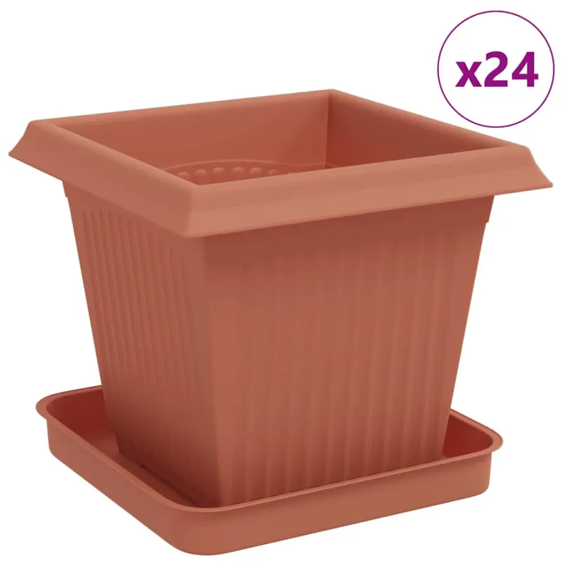 Augalų vazonai 24 pcs Raudona plyta 16 x 16 x 14 cm Plastmasė