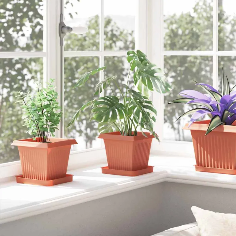 Augalų vazonai 24 pcs Raudona plyta 16 x 16 x 14 cm Plastmasė