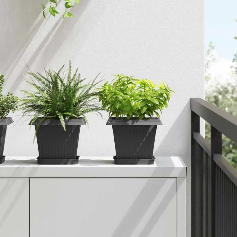 Augalų vazonai 24 pcs Juoda 20 x 20 x 16 cm Plastmasė