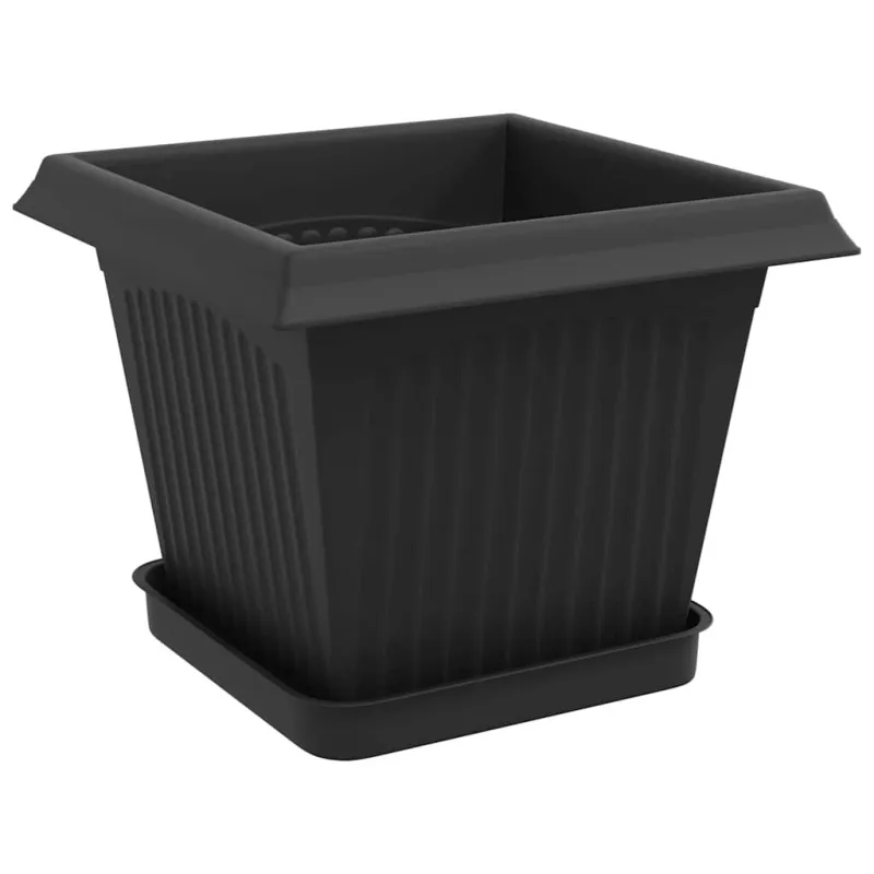 Augalų vazonai 24 pcs Juoda 20 x 20 x 16 cm Plastmasė