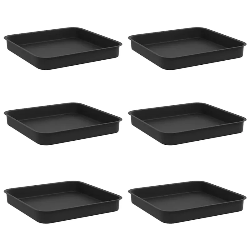 Kvadratinis gėlių padėklas 6 pcs Juoda 15 x 15 x 2 cm Plastmasė