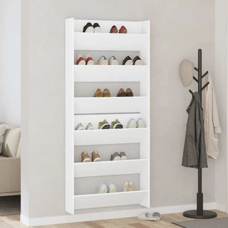 Sieninės spintelės batams, 2vnt., baltos, 80x18x90cm, MDP