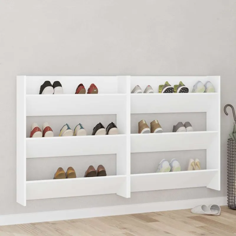 Sieninės spintelės batams, 2vnt., baltos, 80x18x90cm, MDP
