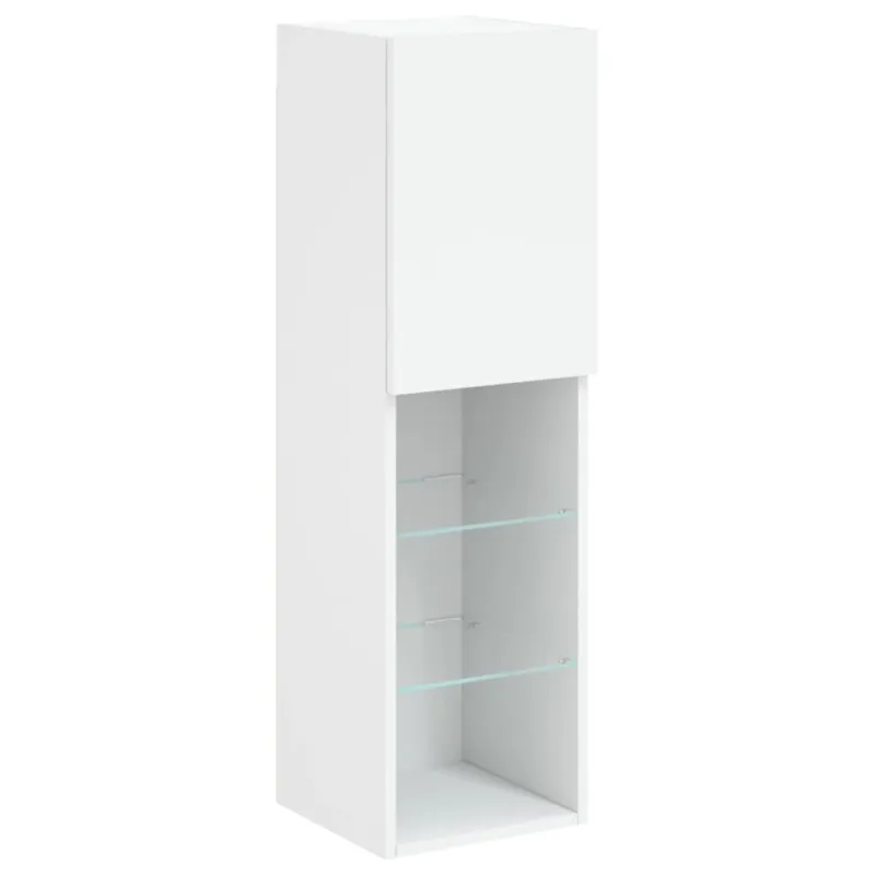 TV spintelės su LED lemputėmis, 2vnt., baltos, 30,5x30x102cm
