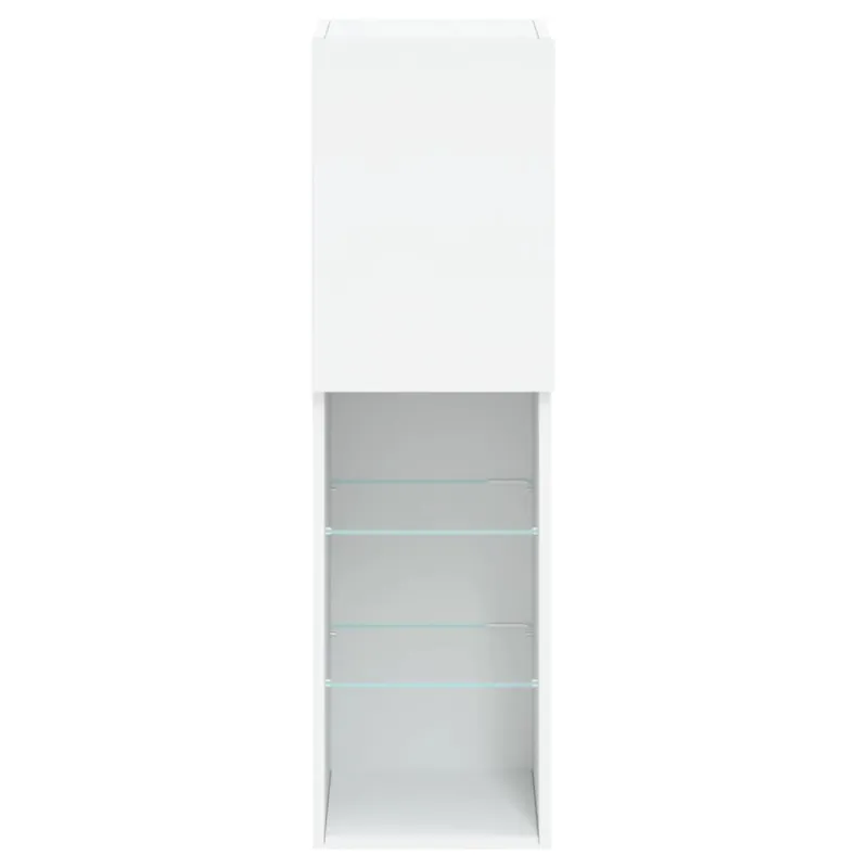 TV spintelės su LED lemputėmis, 2vnt., baltos, 30,5x30x102cm