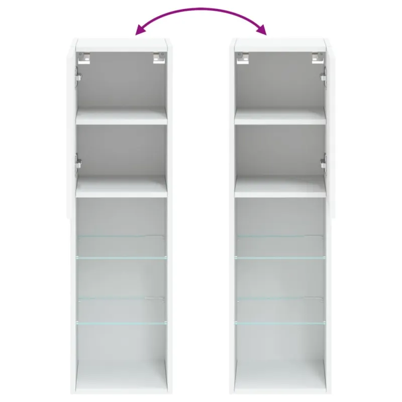 TV spintelės su LED lemputėmis, 2vnt., baltos, 30,5x30x102cm