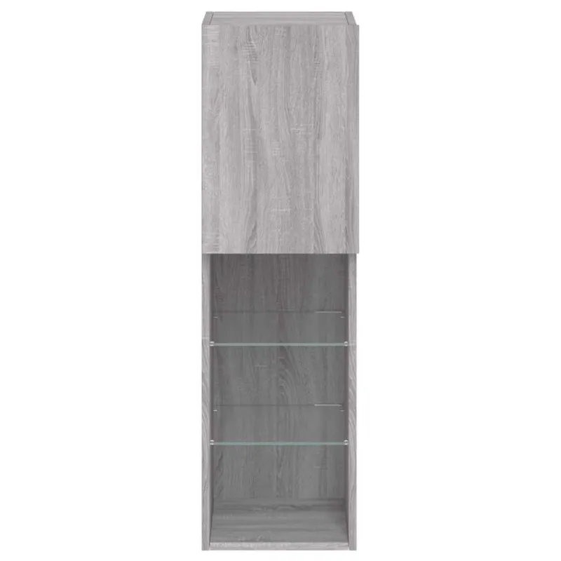 TV spintelės su LED, 2vnt., pilkos ąžuolo, 30,5x30x102cm