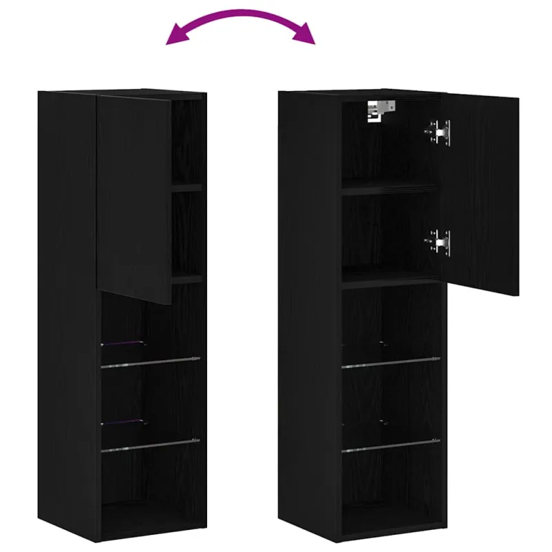 TV spintelių komplektas 2 pcs Juodas ąžuolas 30,5 x 30 x 102 cm
