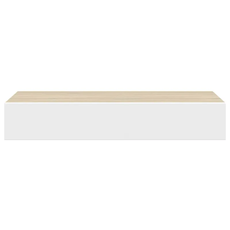Sieninės stalčių lentynos, 2 vnt., ąžuolo ir baltos spalvos, 60x23,5x10cm, MDF