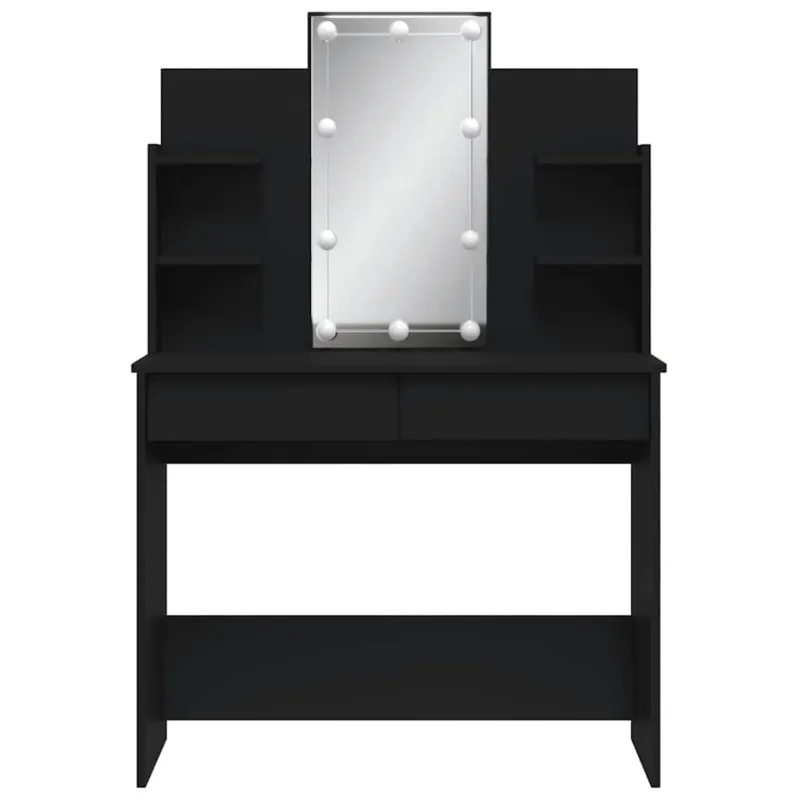 Kosmetinis staliukas su LED lemputėmis, juodas, 96x40x142cm