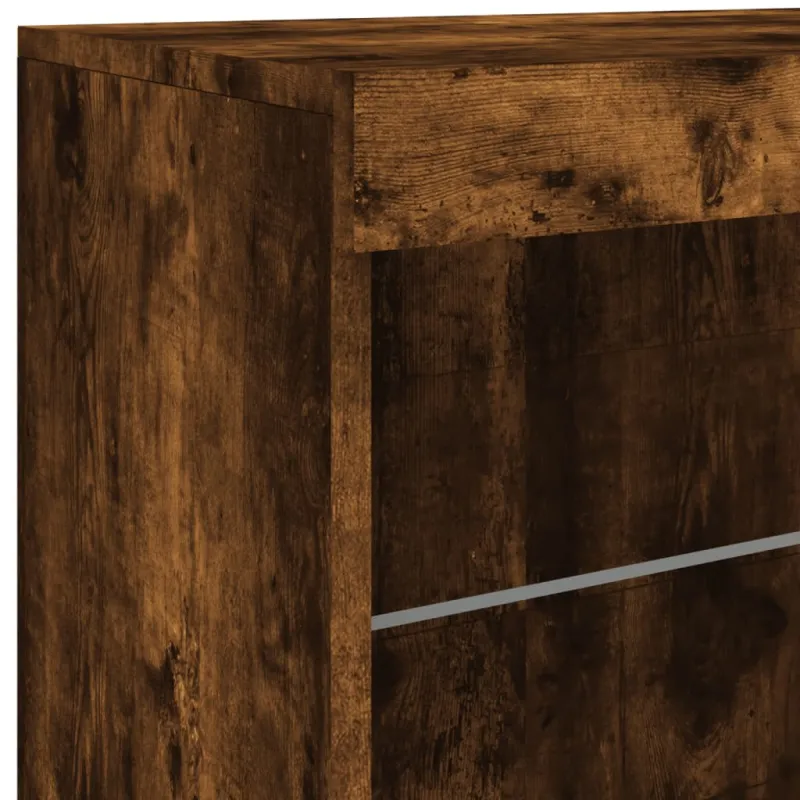 Šoninė spintelė su LED lemputėmis, dūminė, 142,5x37x67cm