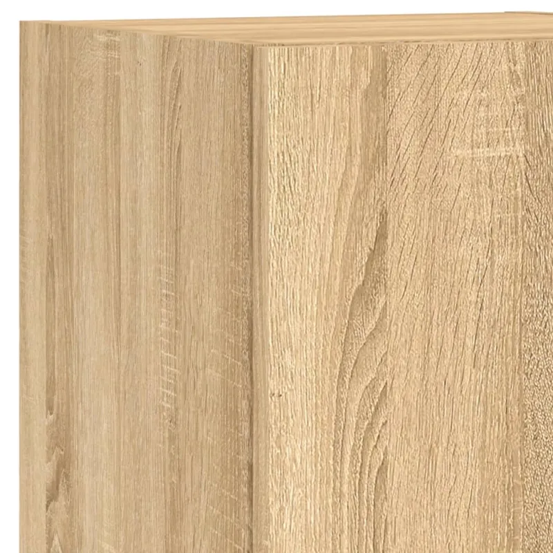 Sieninė TV sekcija su LED, 4 dalių, ąžuolo, apdirbta mediena