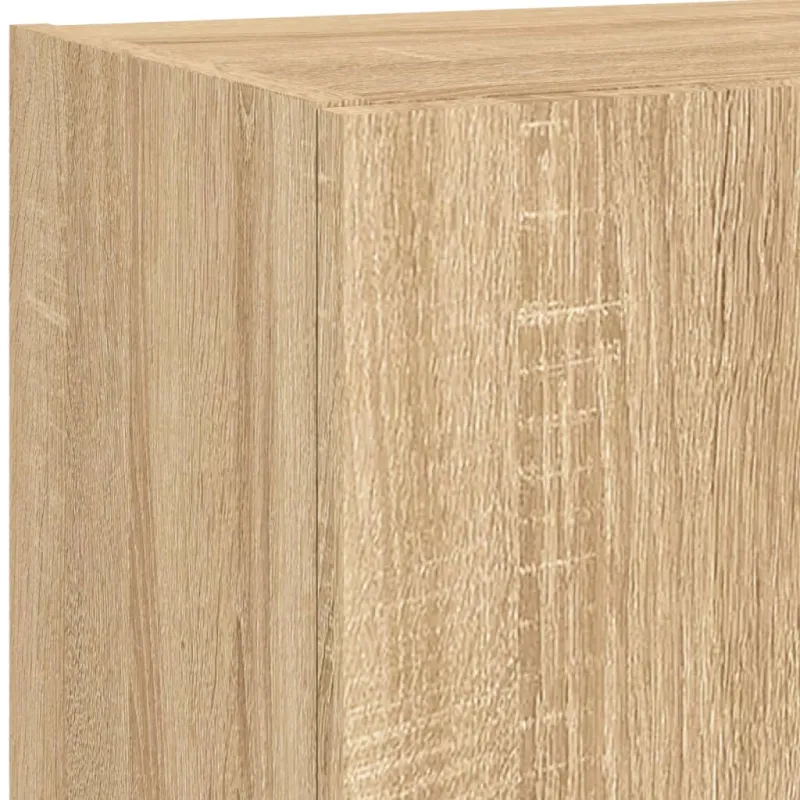 Sieninė TV sekcija su LED, 4 dalių, ąžuolo, apdirbta mediena