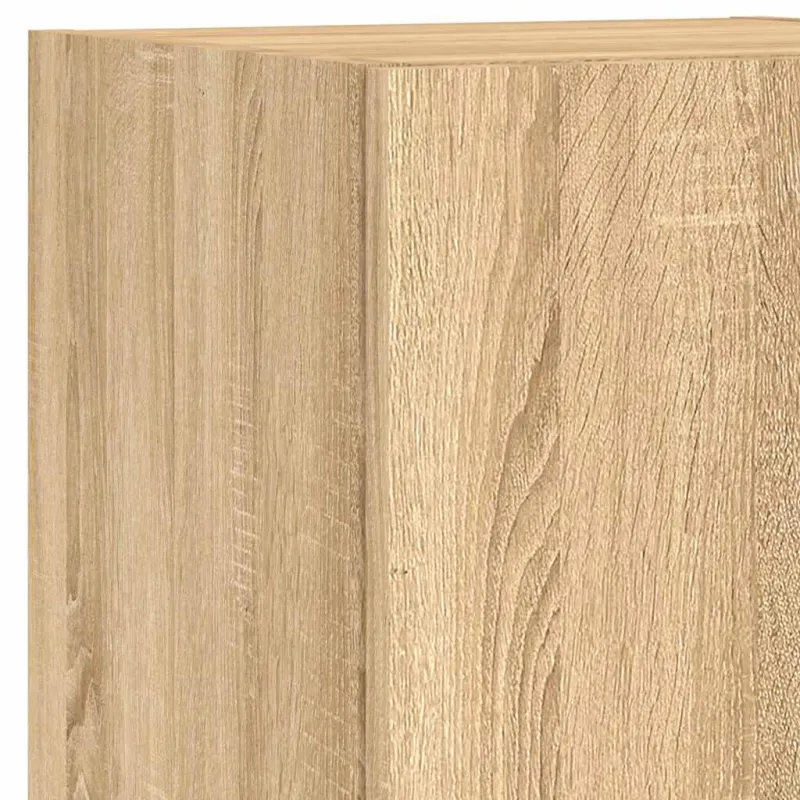 Sieninė TV sekcija su LED, 4 dalių, ąžuolo, apdirbta mediena